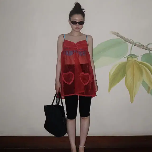 [exclusive]heart pocket dress in red