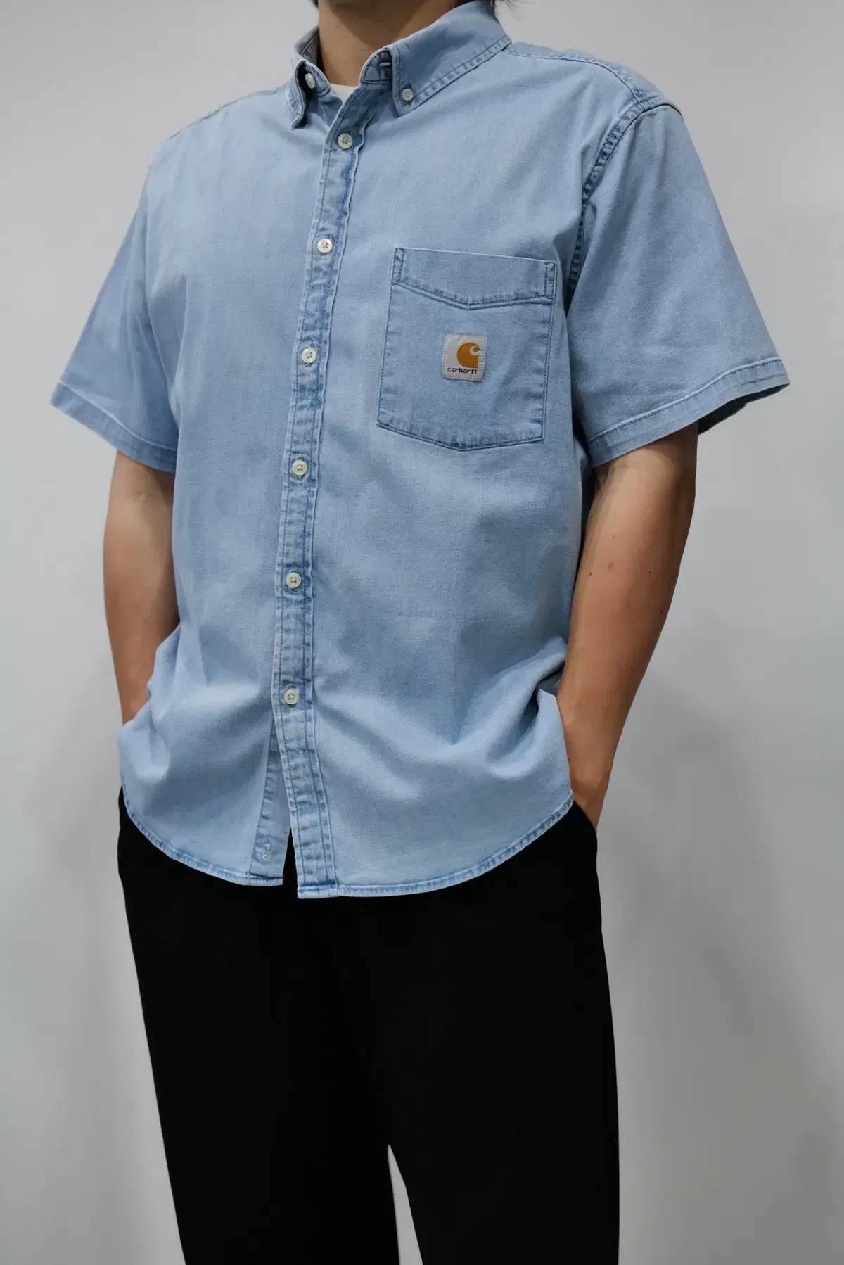 [XL] Calhart Denim Short Sleeve Shirt Light Blue/9.