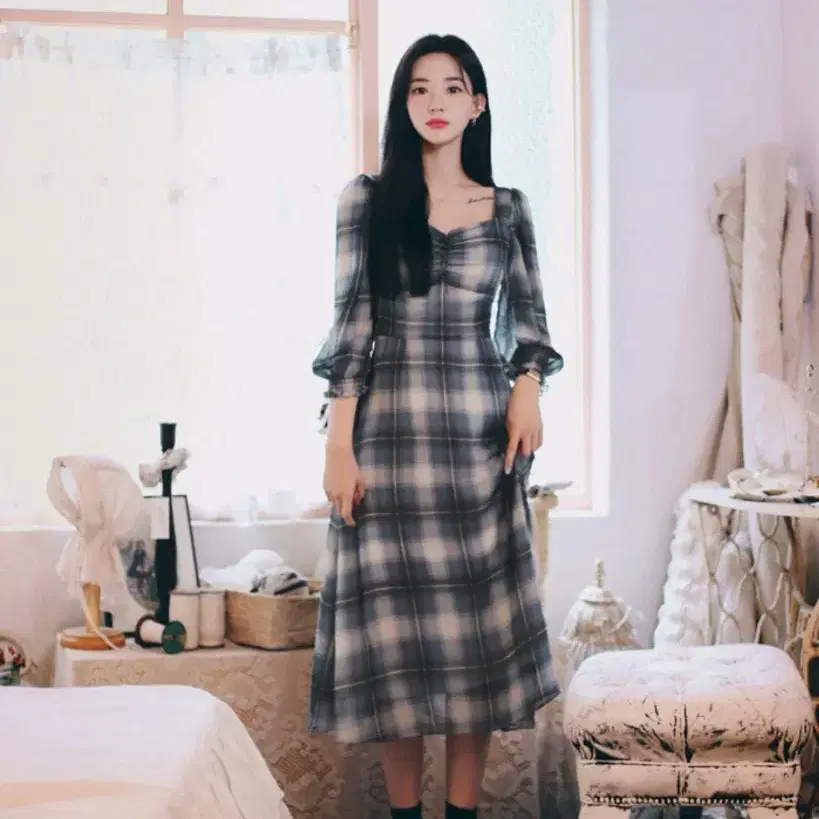 밀크코코아 Amelie dress. 줄리엣체크원피스(아멜리에 드레스라인)