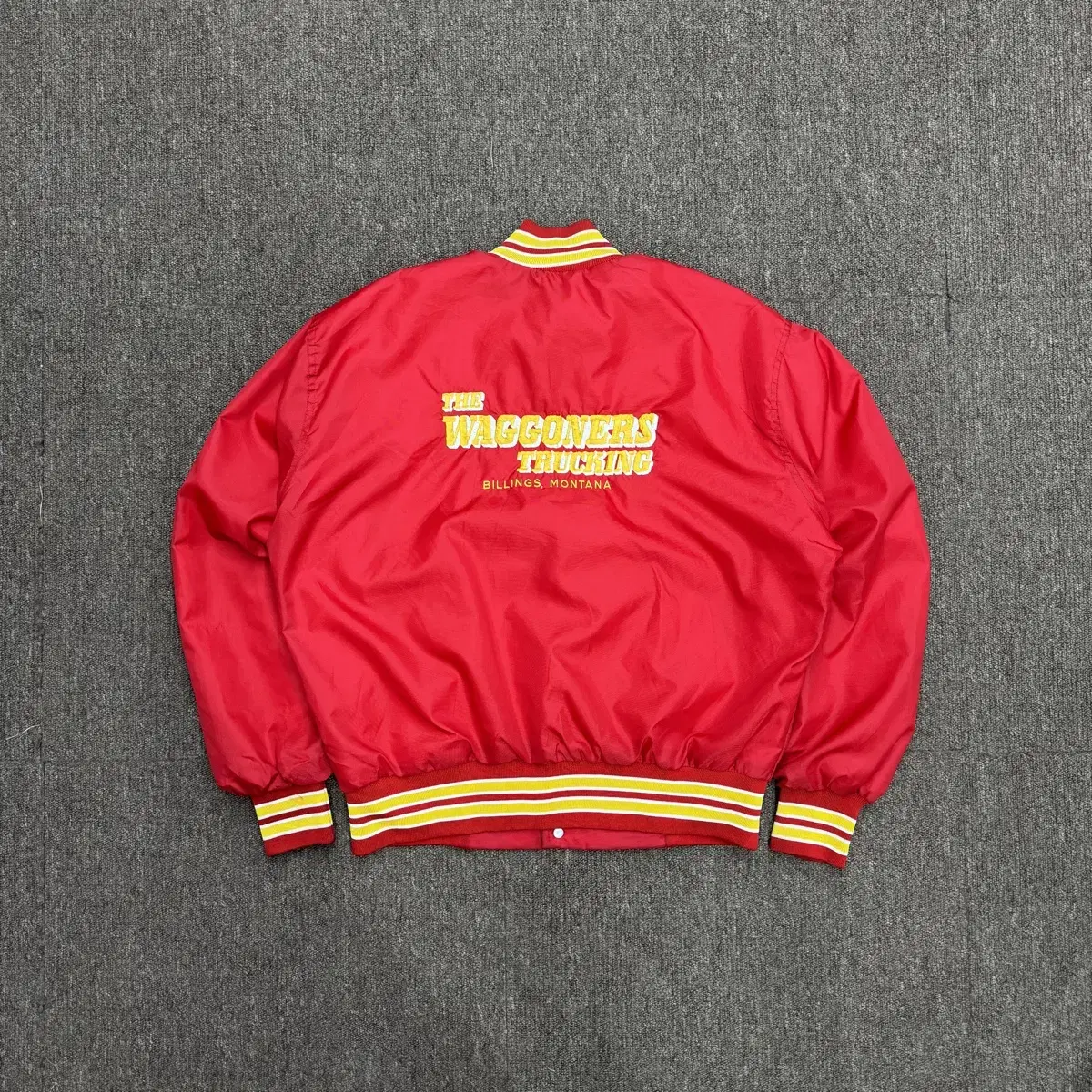 [L] 90s Waggoner Trucking Nylon Varsity Jacket