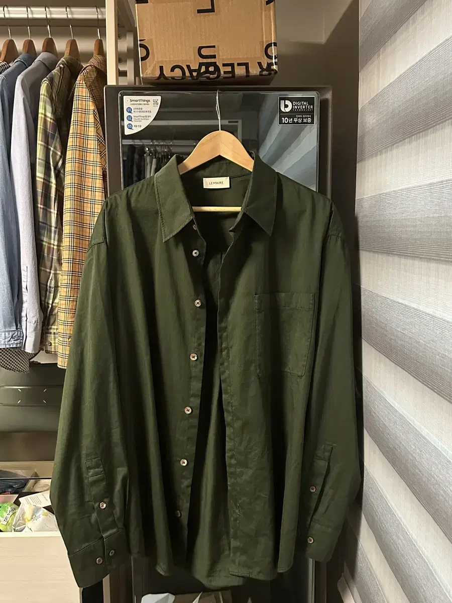 Lemaire Green Setup Belted Pants, Shirt L