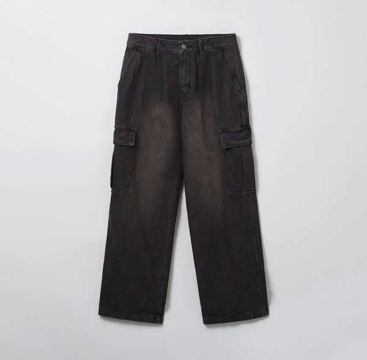 Spao Cargo wide-leg denim pants_black_Size 74