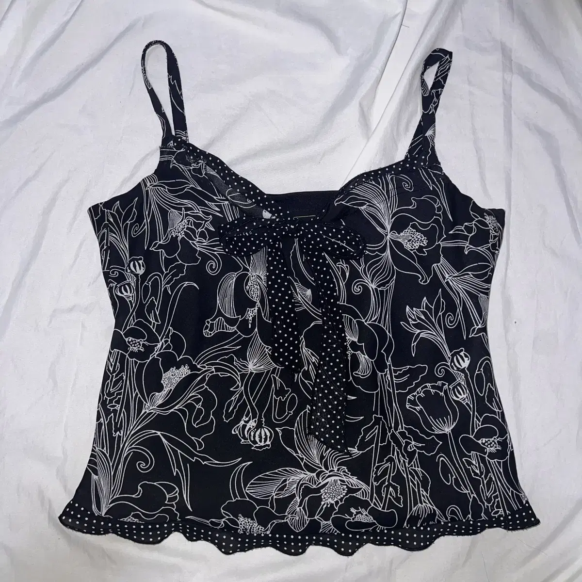 Romantic Gothic Goth Punk Pintur Oriental Flower Pattern Dot Chiffon Sleeveless Nashi