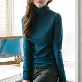 Teal Navy Neck Polo Cashmere Wool Knit Women's Polo