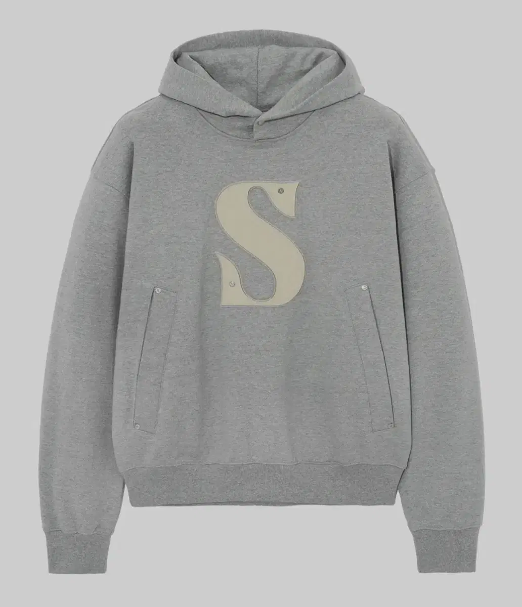 Setter Rivet Appliqué Pocket Hoodie Melange Gray M