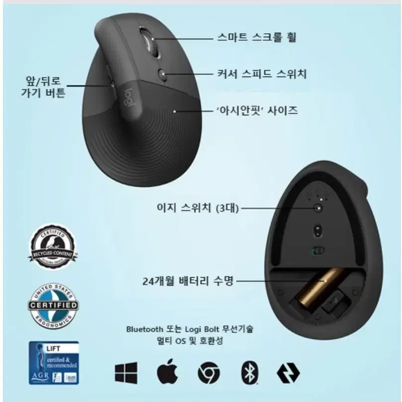 미개봉(새상품)Logitech 로지텍 LIFT마우스