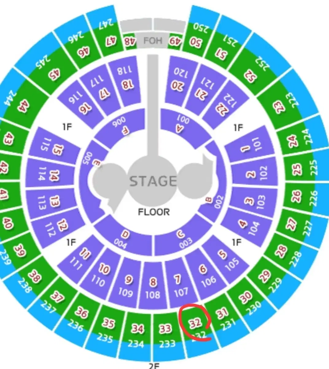 god콘서트 9.29(일요일) R석 2층 시야좋아요