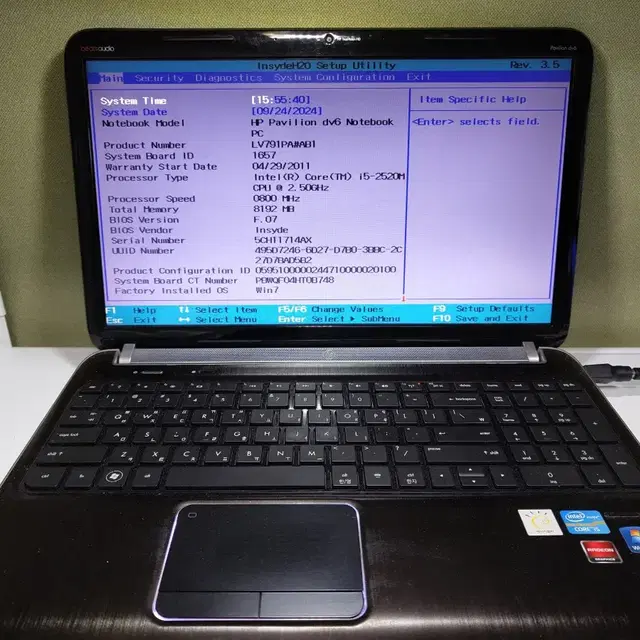 HP Pavilion 노트북 dv6-6039tx