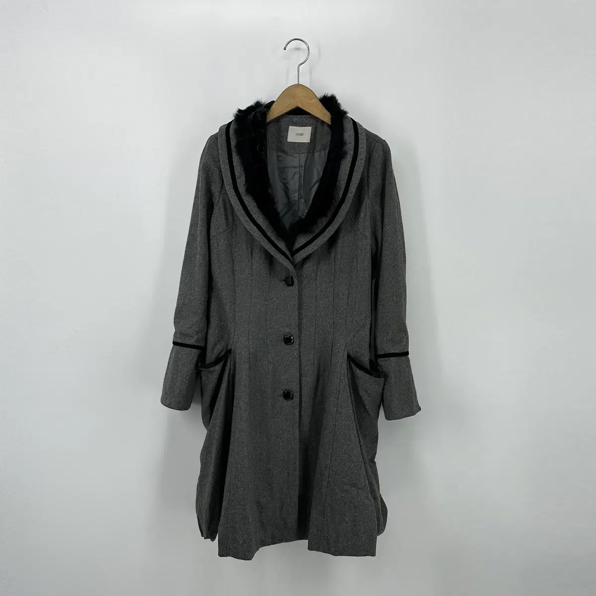 YK038 퍼 모직 코트 (55 size / GRAY)