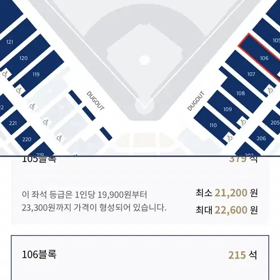 Nc다이노스 10/1 롯데경기 106구역 시즌권 1좌석 판매