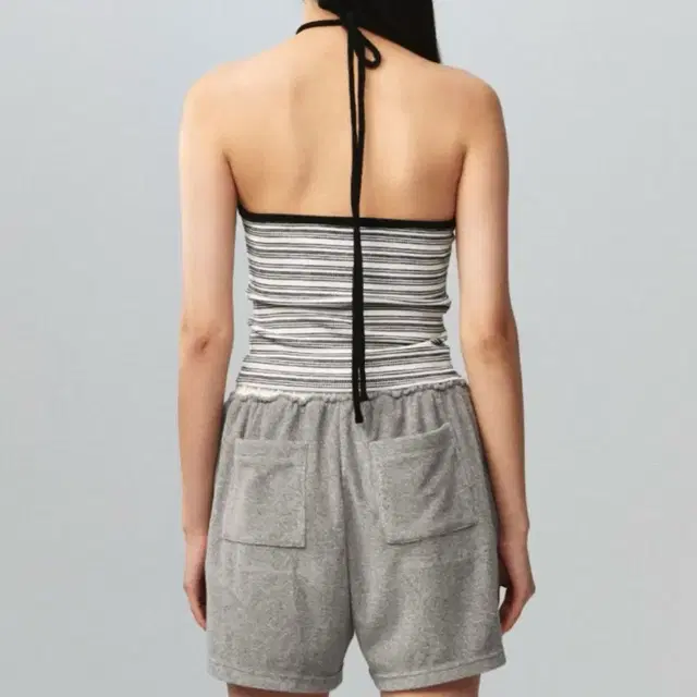 기준 Stripe Knit Halter Top White Stripe (