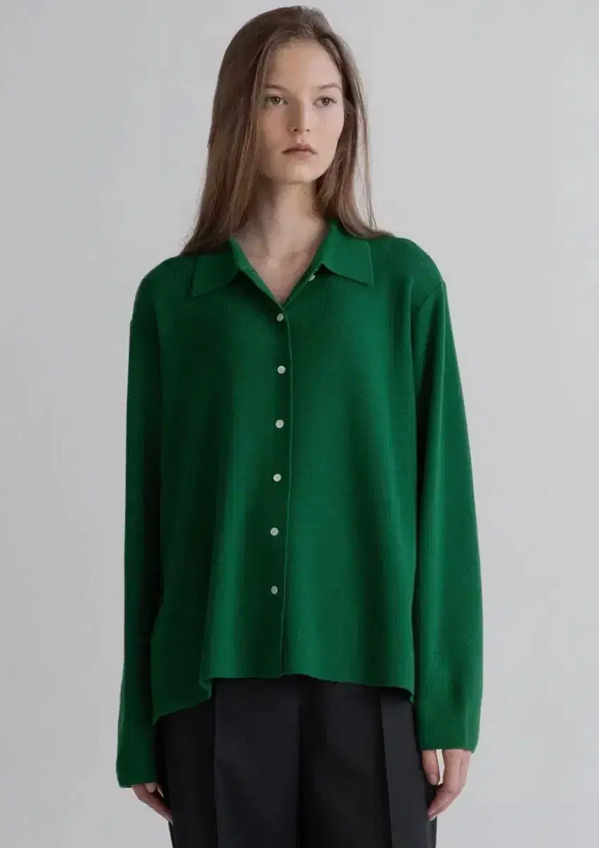 [NEW] Mundal Superfine Merino Wool Two-Way Shirt Knit Cardigan Green