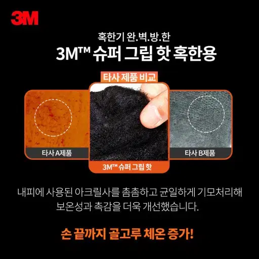 (혹한기 작업용 코팅장갑) 3M 슈퍼그립 핫 혹한용 사이즈L 9ea 새것