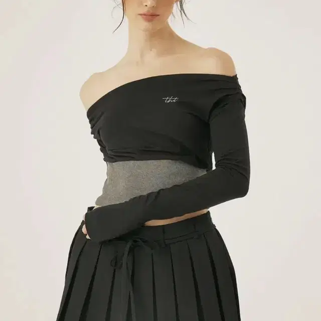 쓰리타임즈 rib off-shoulder top S 립 리브 오프숄더 탑