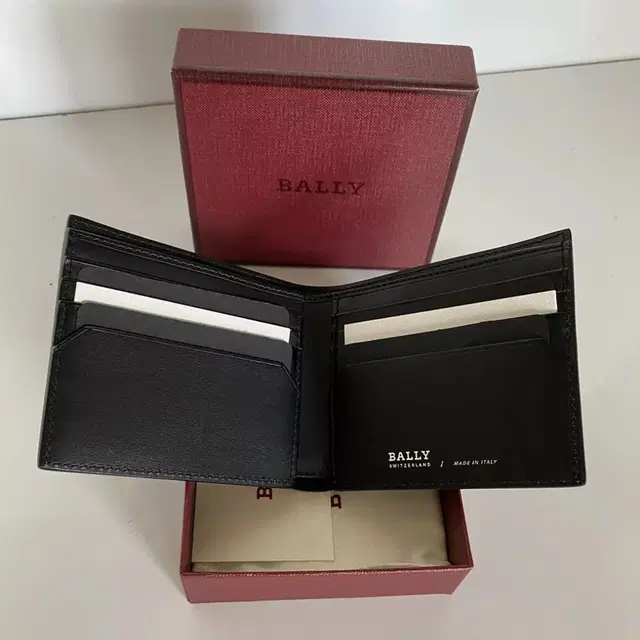 BALLY 남성용 Bifold Bollen 정품 가죽 블랙 지갑