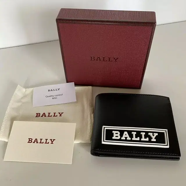 BALLY 남성용 Bifold Bollen 정품 가죽 블랙 지갑