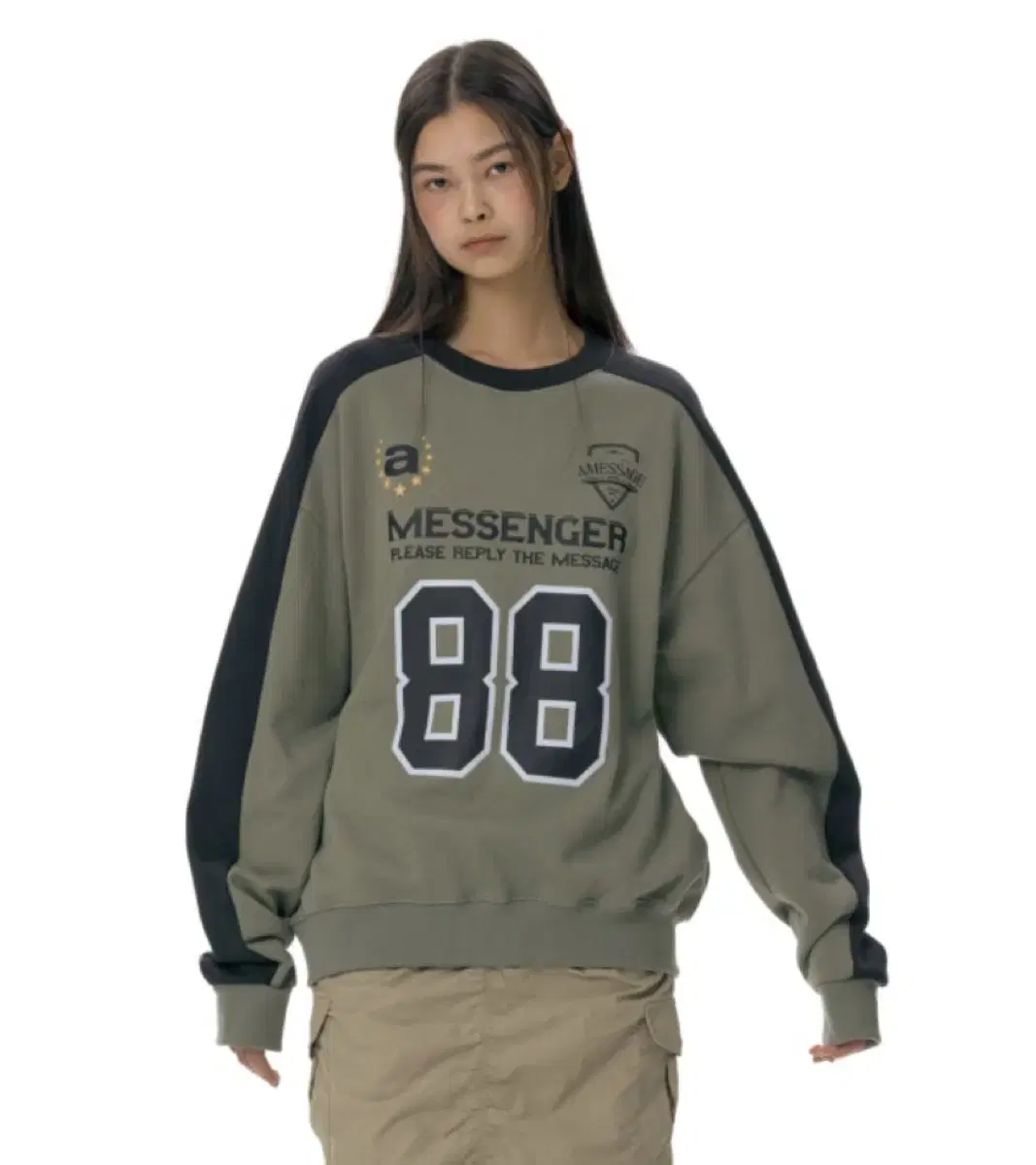 (무배)아메스 월드와이드 NUMBERING SWEATSHIRT KHAKI