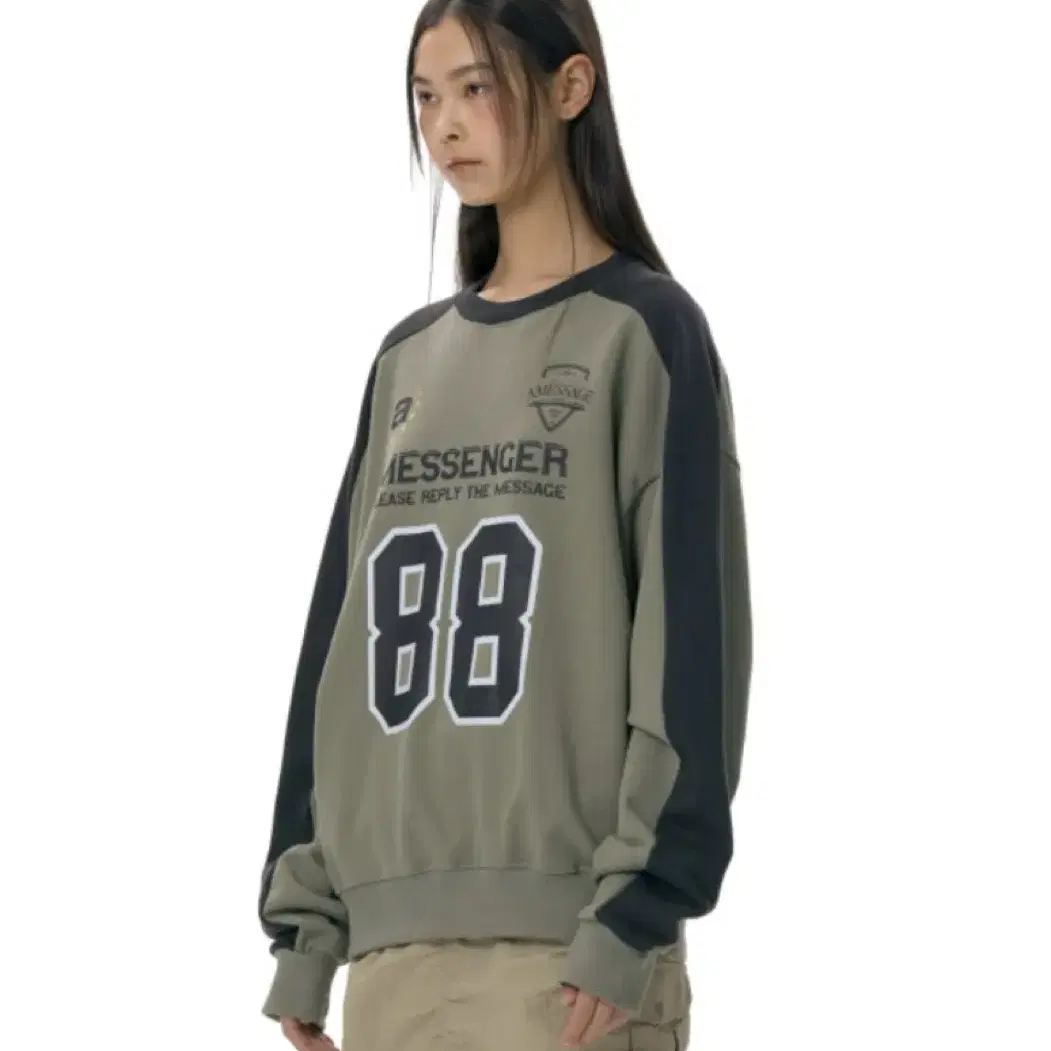 (무배)아메스 월드와이드 NUMBERING SWEATSHIRT KHAKI