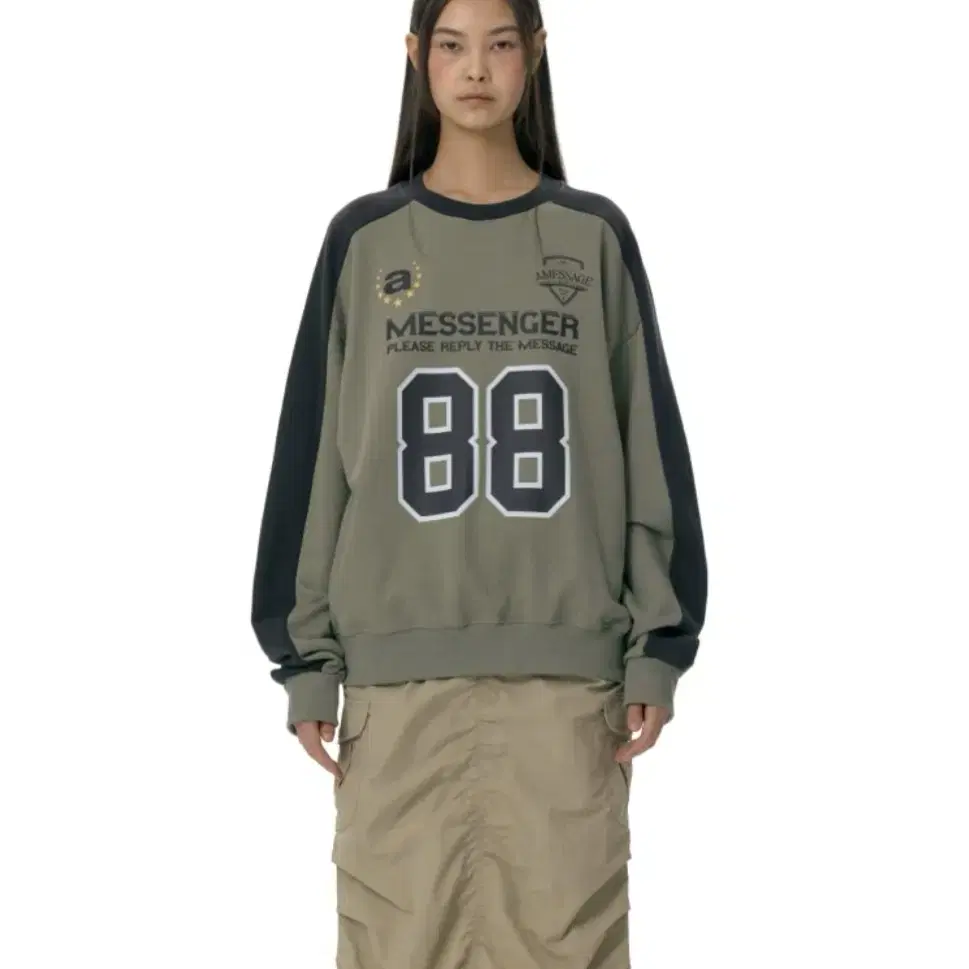 (무배)아메스 월드와이드 NUMBERING SWEATSHIRT KHAKI