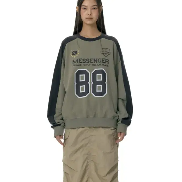 (무배)아메스 월드와이드 NUMBERING SWEATSHIRT KHAKI