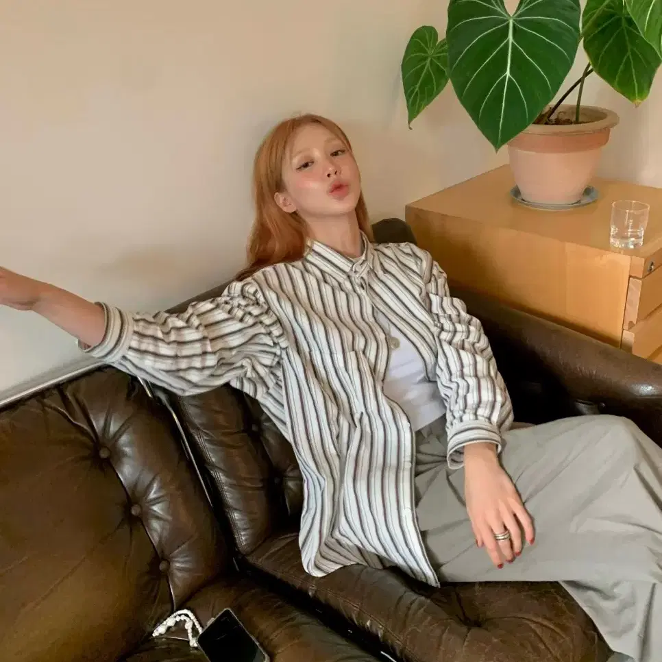 블리시 blishy vintage striped shirt (brown)