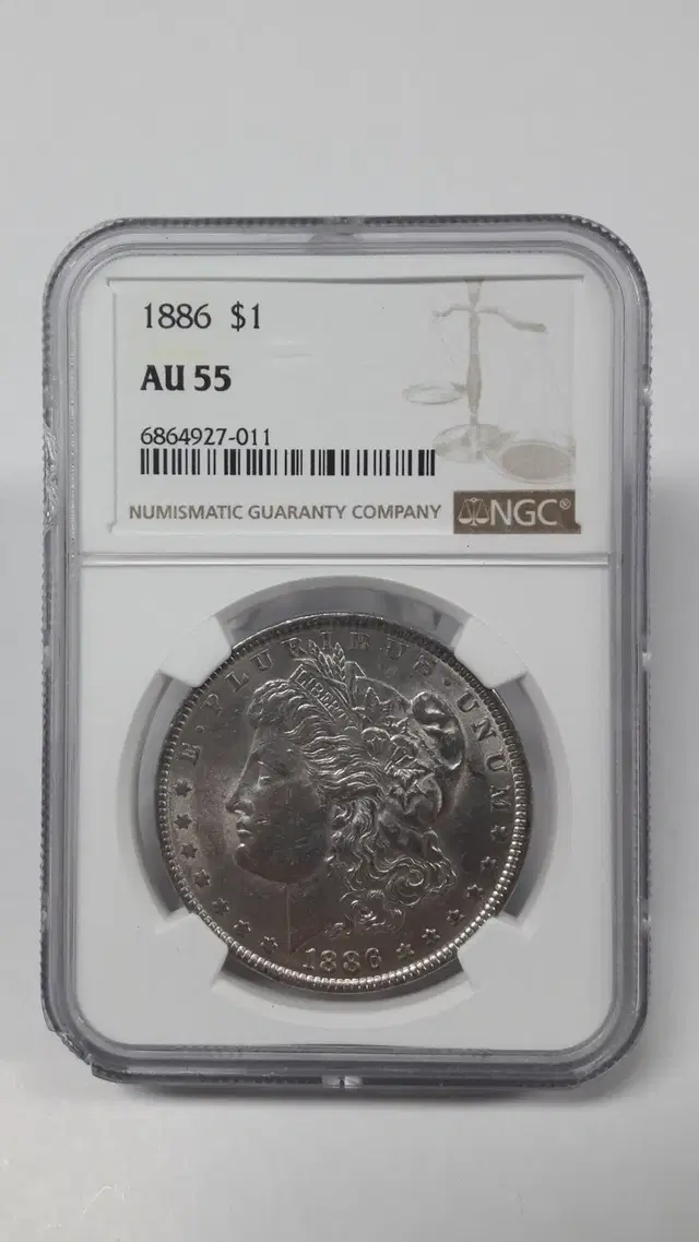 1886년 미국 필라델피아조폐청 모건달러 NGC AU55 준미사용 은화