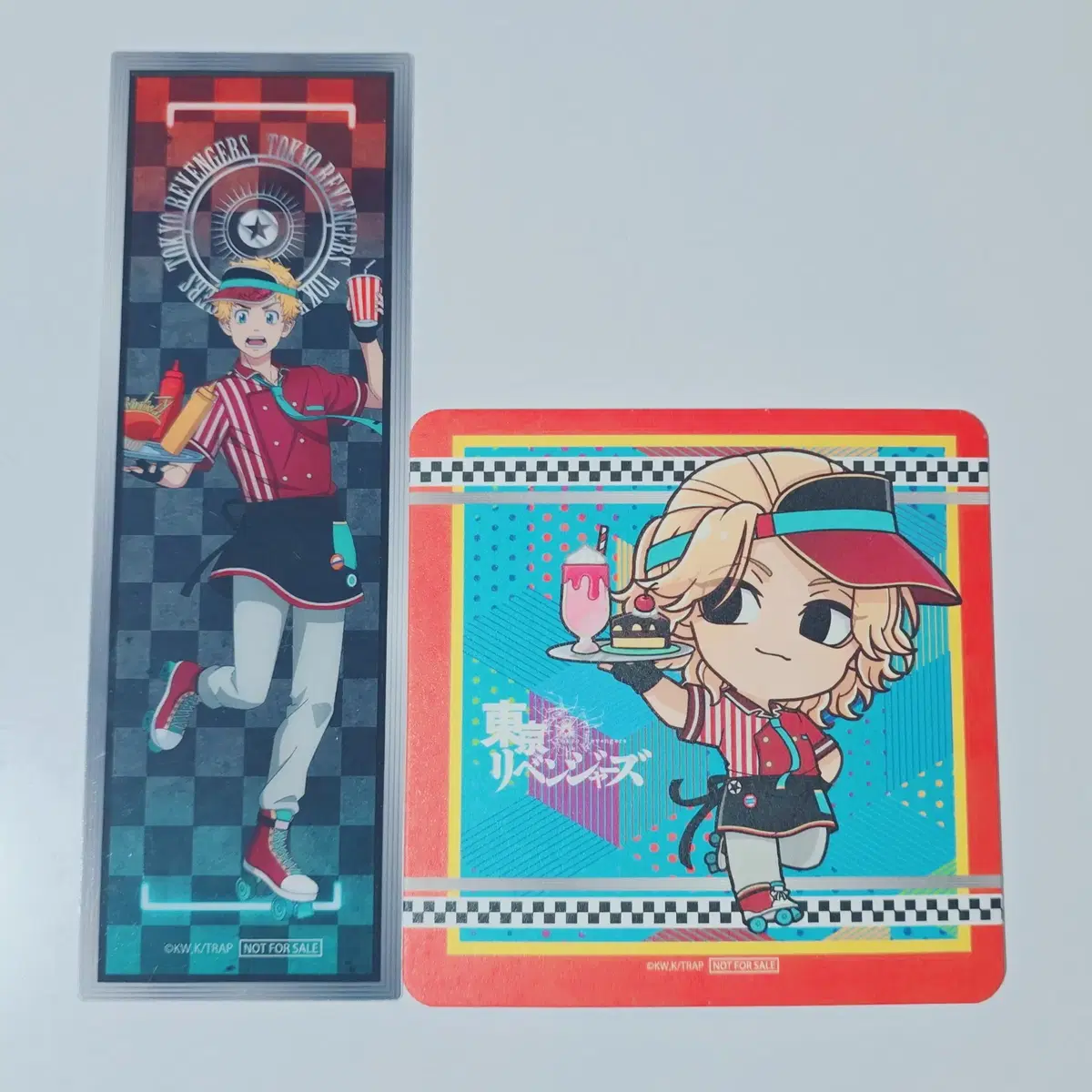 Toriben Diner Cafe pre-order benefit Takemichi Bookmark, Mikey Coaster