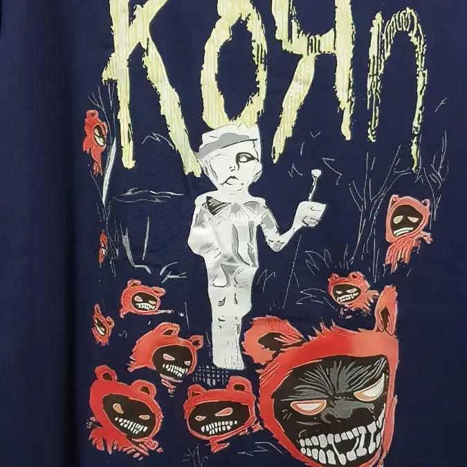 새상품)KoRn(콘) 레어컬러 네이비 코튼반팔티셔츠