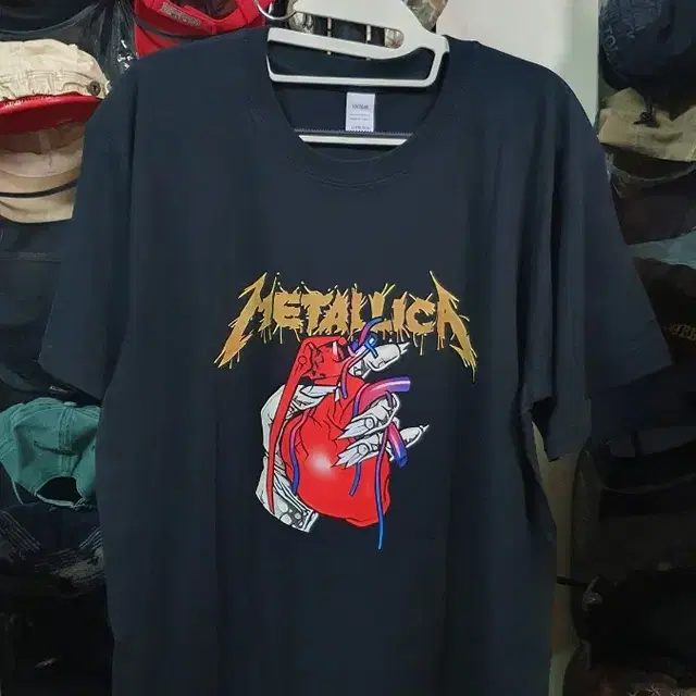 새상품)메탈리카(metallica)하트 고급양면프린팅 코튼반팔티셔츠L