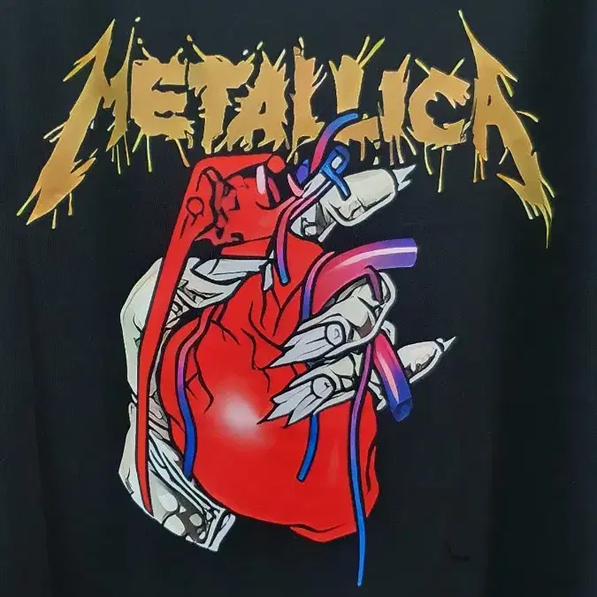 새상품)메탈리카(metallica)하트 고급양면프린팅 코튼반팔티셔츠L