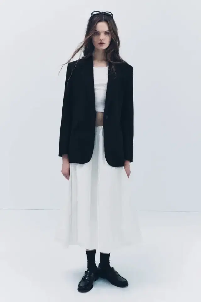 자라 벌룬핏 밴딩 롱 스커트 (white) m