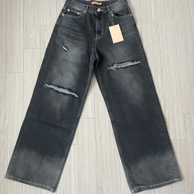 Sinoon  Washed Damage Denim Pants (Grey)