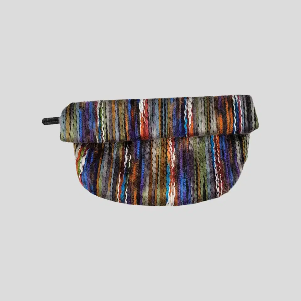 Vintage Multicolor Ethnic Stripe Jagged Folding Pow Clutch Bag