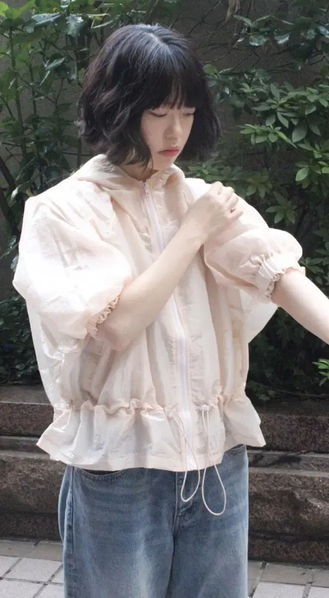 {르몽드페페} ruffle windbreaker - peach