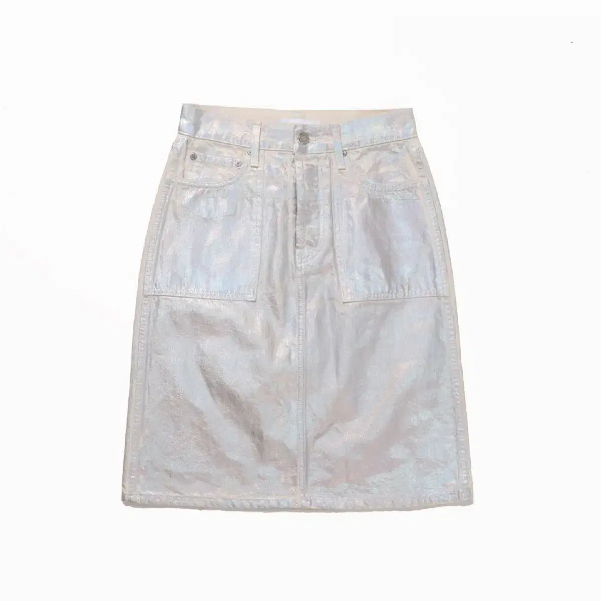 HELMUT LANG Factory Metallic Denim Skirt