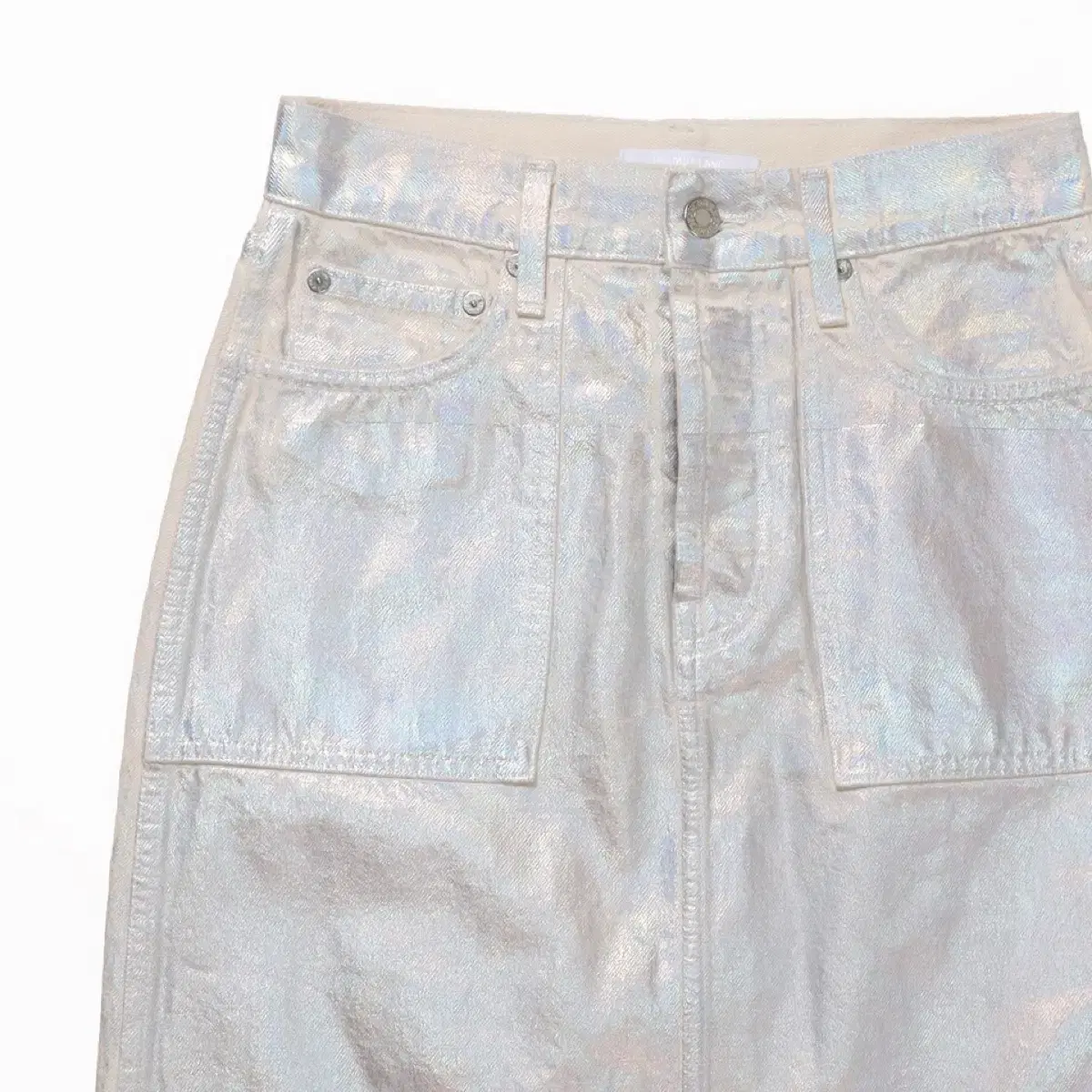 HELMUT LANG Factory Metallic Denim Skirt