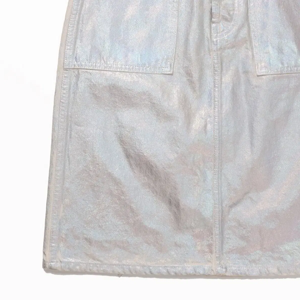 HELMUT LANG Factory Metallic Denim Skirt