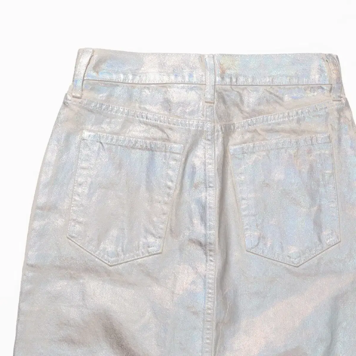 HELMUT LANG Factory Metallic Denim Skirt