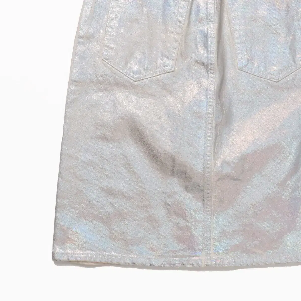 HELMUT LANG Factory Metallic Denim Skirt