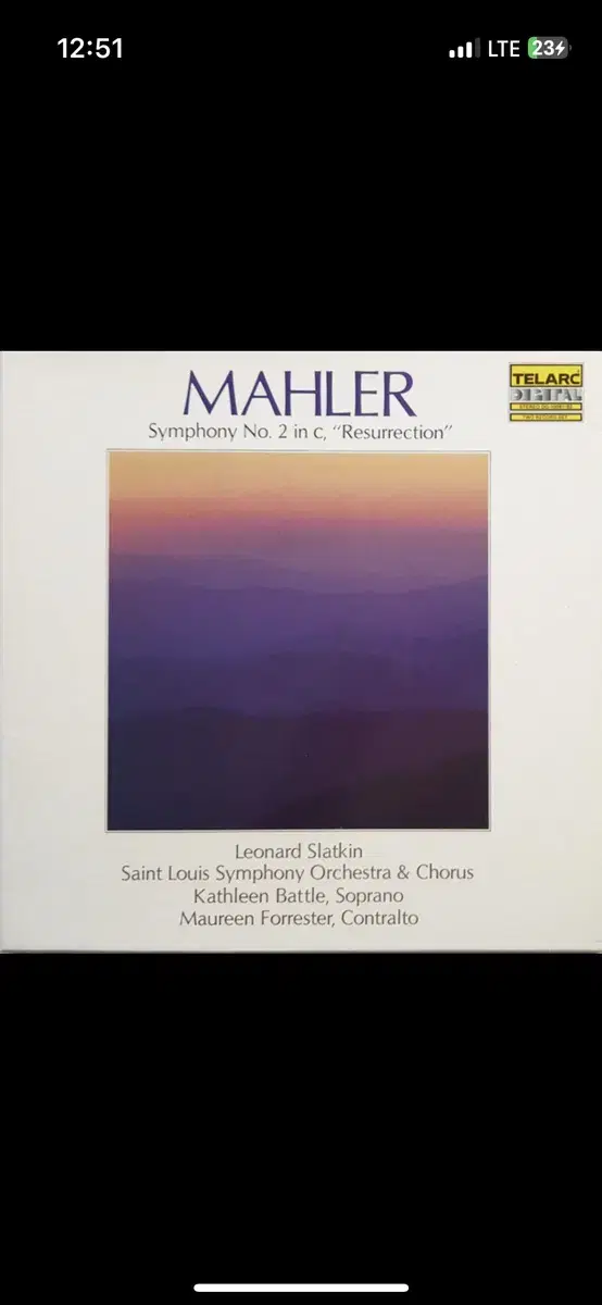 Mahler 2 말러 resurrection lp germany 1983