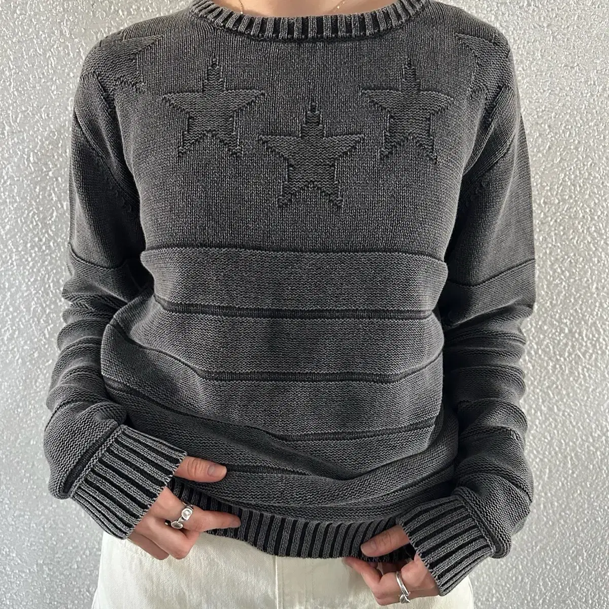 CavariA vintage washing star knit