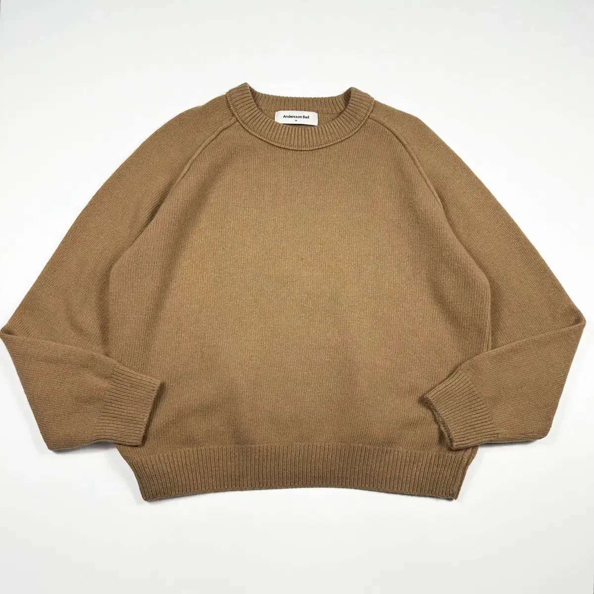 (M) Anderson Belle Minimalist Roundneck Crop Knit Camel