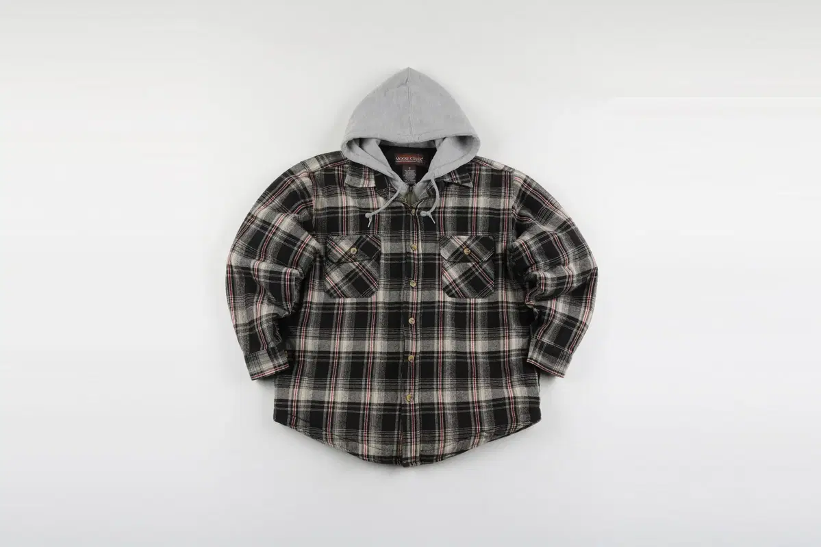 [M] Muscular Flannel Hoodie Quilted Shirt