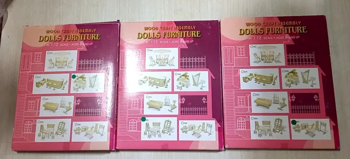 DOLLS FURNITURE 1:12 나무 모형 만들기 3종 일괄