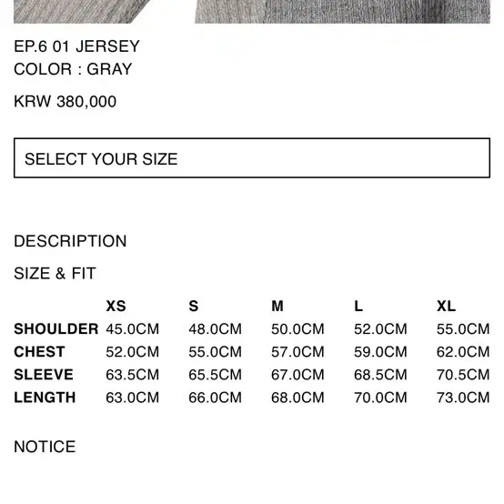 XLIM EP.6 01 JERSEY GRAY