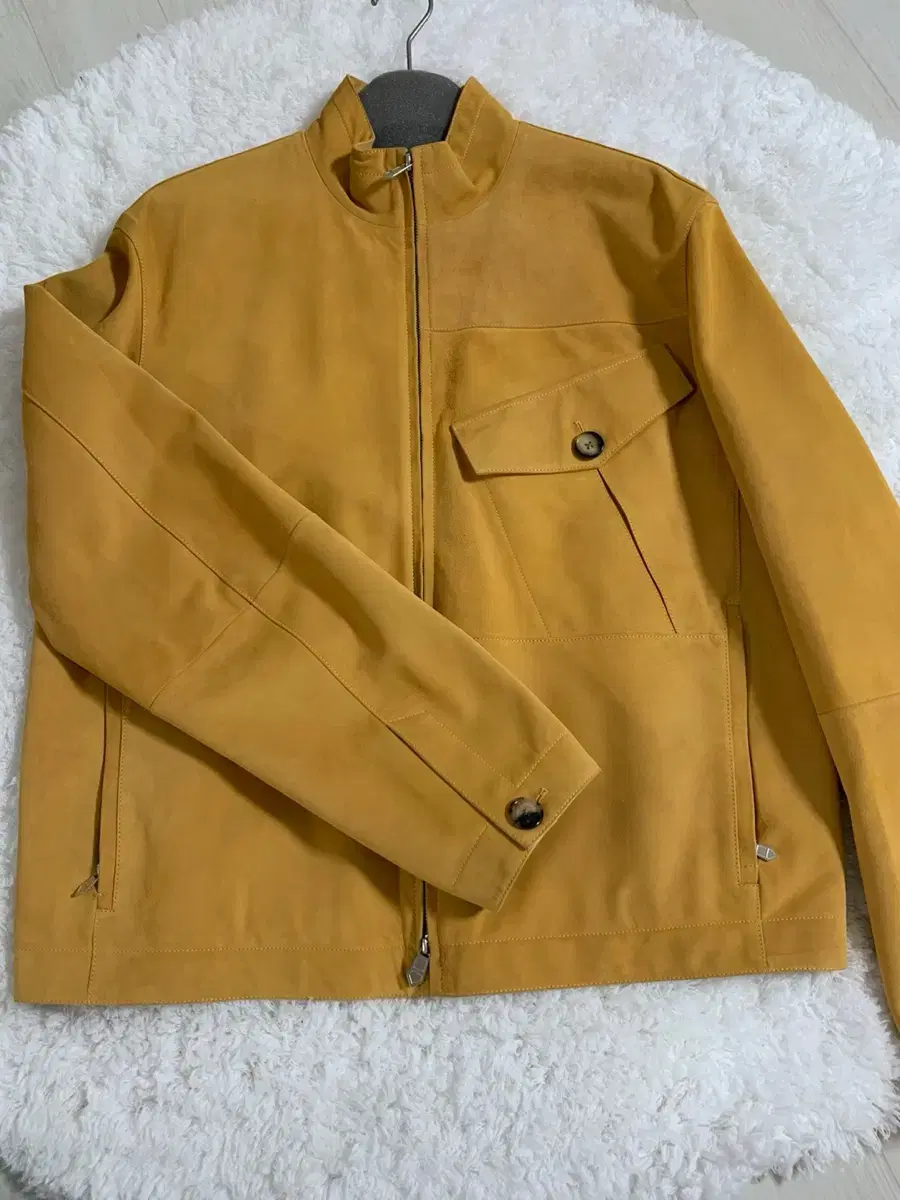 Hermès Leather and suede jacket yel