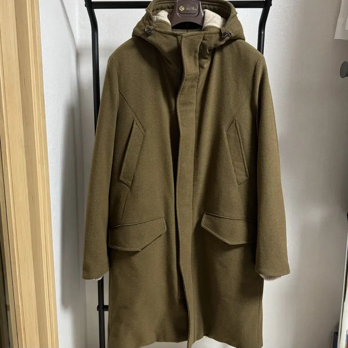 Loro Piana Padded wool-cashmere hooded coat khaki