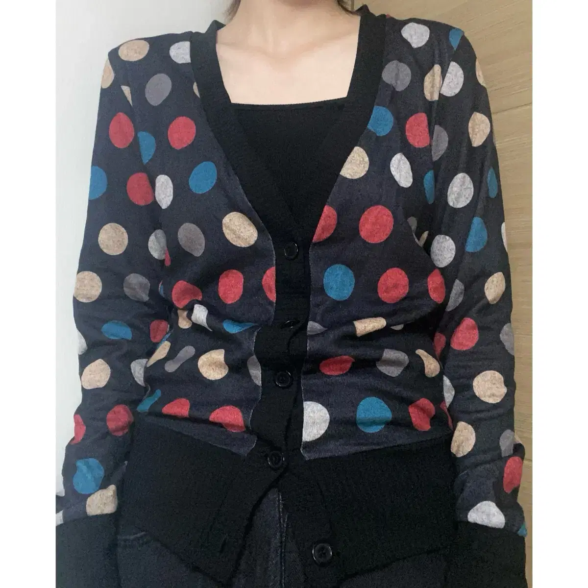 Japanese Vintage Dot Kitsch Unique Long Sleeve Cardigan