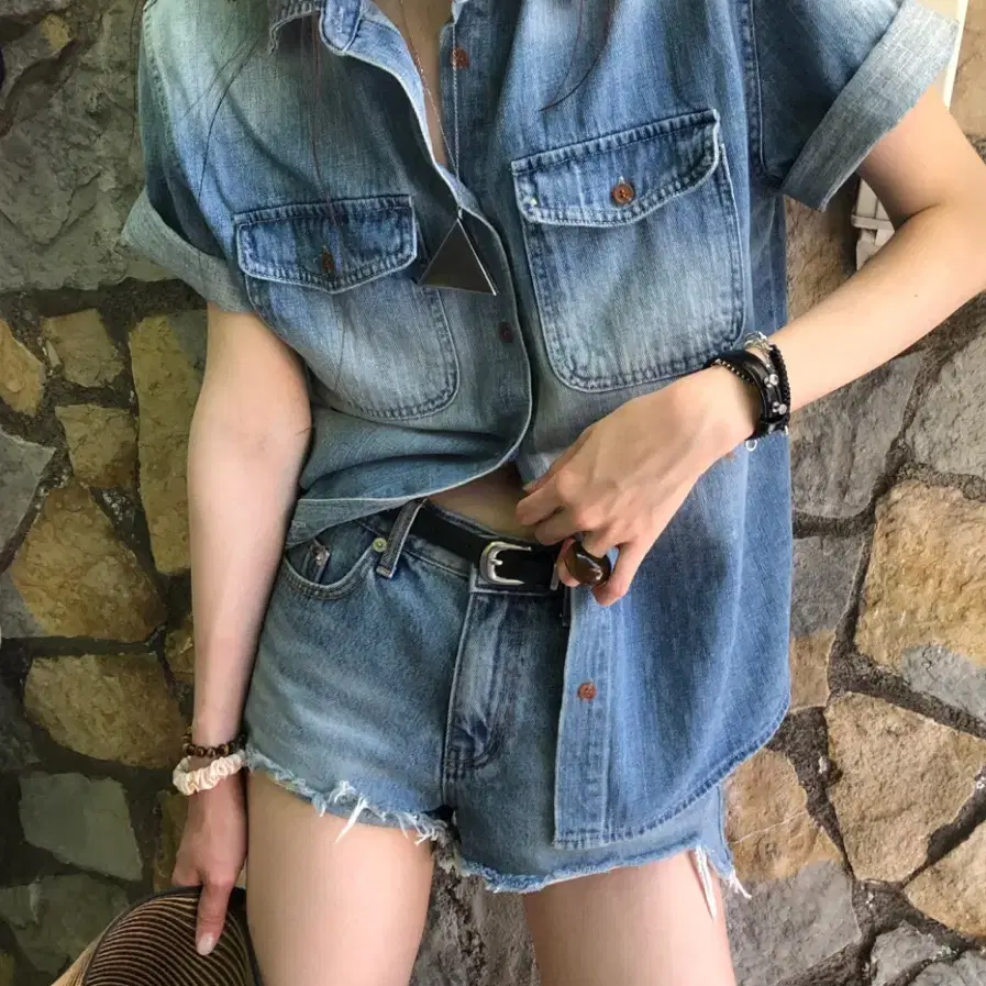 (시즌오프 할인) 714center KITSCH DENIM SHORTS