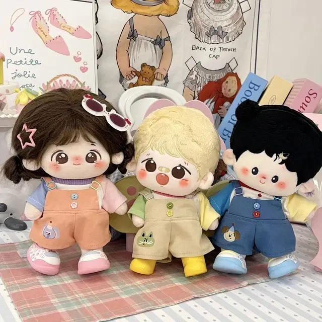 20cm 골목대장 멜빵 3종 올인(할인) 인형옷 솜인형 의상 옷장